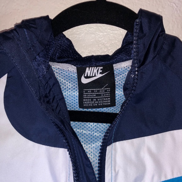 Nike Oversized Swoosh Windrunner Jacket Kids Sz 4 XS Blues White (Laser Blue) - Picture 6 of 14
